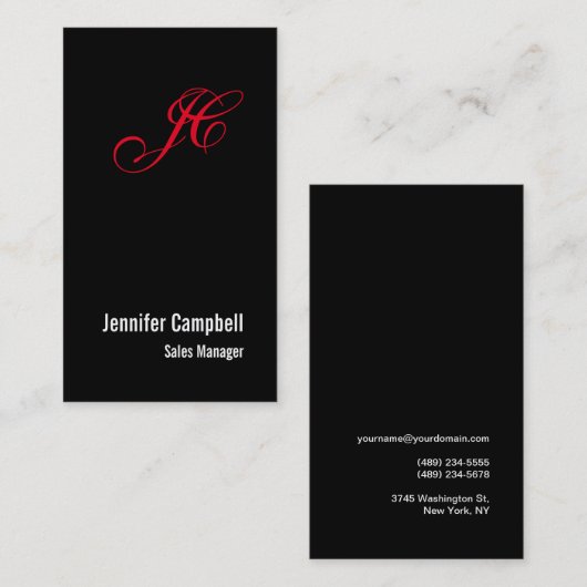 Monogramm Name Minimalistisch Visitenkarte (Vorne/Hinten)