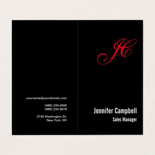 Monogramm Name Minimalistisch Visitenkarten (Außenseite Aufgefaltet)