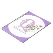 Monogramm & Name mit Blumen Notizblock (Linke Seite)