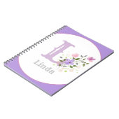 Monogramm & Name mit Blumen Notizblock (Linke Seite)