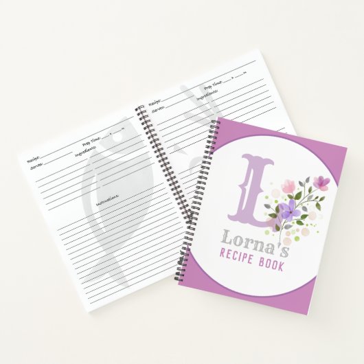 Monogramm & Name mit Blumen Notizblock (Innenseite)