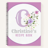 Monogramm & Name mit Blumen Notizblock (Vorderseite)