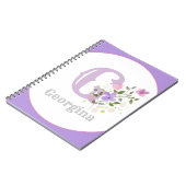 Monogramm & Name mit Blumen Notizblock (Linke Seite)