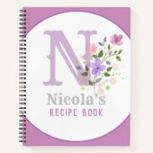 Monogramm & Name mit Blumen Notizblock (Vorderseite)