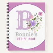 Monogramm & Name mit Blumen Notizblock (Vorderseite)