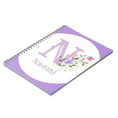 Monogramm & Name mit Blumen Notizblock (Linke Seite)