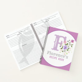 Monogramm & Name mit Blumen Notizblock