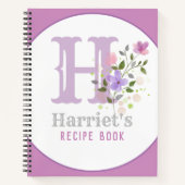 Monogramm & Name mit Blumen Notizblock (Vorderseite)