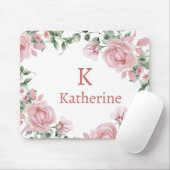 Monogramm Name mit rosa Rose Mousepad (Mit Mouse)