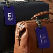 Monogramm Name Modern Einfach Chic Blau Gepäckanhänger