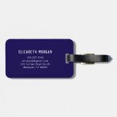 Monogramm Name Modern Einfach Chic Blau Gepäckanhänger (Rückseite horizontal)