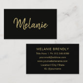 Monogramm Name Modern Elegant Schwarz Visitenkarte (Vorne/Hinten)