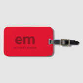 Monogramm Name Modern Minimal Rot Reisen Gepäckanhänger (Vorderseite (Horizontal))