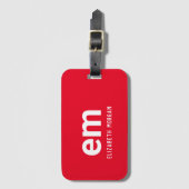 Monogramm Name Modern Minimal Roter Gepäckanhänger (Vorderseite Vertikal)
