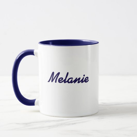 Monogramm Name Modern Minimalistische Navy Weiße T Tasse (Links)