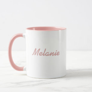 Monogramm Name Modern Minimalistische Rosa Weiße T Tasse