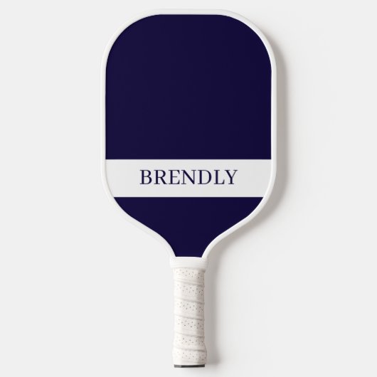 Monogramm Name Modern Navy Blau Weiß Pickleball Schläger (Vorderseite)