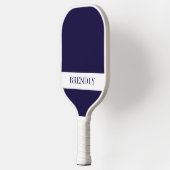 Monogramm Name Modern Navy Blau Weiß Pickleball Schläger (Links)