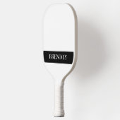 Monogramm Name Modern Schwarz Weiß Pickleball Schläger (Links)
