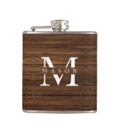 Monogramm Name Moderne rustikale Holzart Weiße Kla Flachmann (Vorderseite)