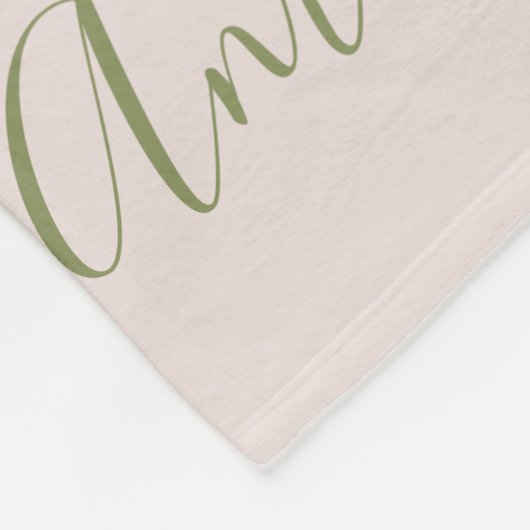 Monogramm Name Muster Olive Green Fleecedecke (Ecke)