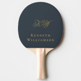 Monogramm Name Navy Blau Gold Minimalistisch Männe Tischtennis Schläger