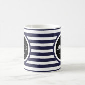 Monogramm Name Navy Strips Kaffeetasse (Mittel)