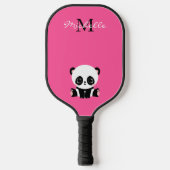 Monogramm Name Niedlich Panda Einfach Rosa Pickleball Schläger (Vorderseite)
