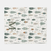 Monogramm Name Nordic Trees Fleecedecke (Vorderseite (Horizontal))