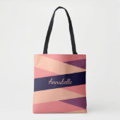 Monogramm Name oder Initialen Pink Lila Streifen Tasche (Vorderseite)