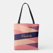 Monogramm Name oder Initialen Pink Lila Streifen Tasche (Rückseite)