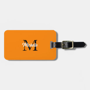 Monogramm Name Orange Custom Gift Stilvoll Gepäckanhänger
