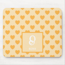 Monogramm Name Orange Hearts Muster Mousepad