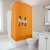 Monogramm Name Orange Individuelle Name Fall Decke Duschvorhang (Beispiel)