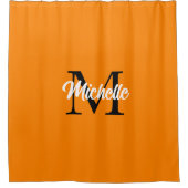 Monogramm Name Orange Individuelle Name Fall Decke Duschvorhang (Vorderseite)