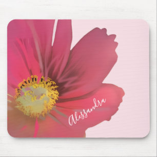 Monogramm Name Pastell Rosa Wasserfarbe Floral Mousepad