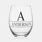 Monogramm Name Personalisiert Classic Weinglas Ohne Stiel (Vorderseite)