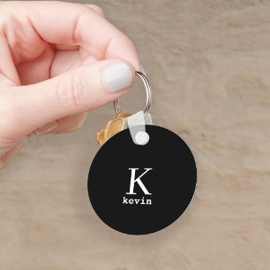 Monogramm Name personalisiert schwarz elegant mode Schlüsselanhänger