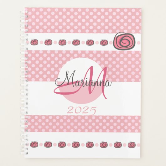 Monogramm Name Pink 2025 Moderne Planer (Vorderseite)