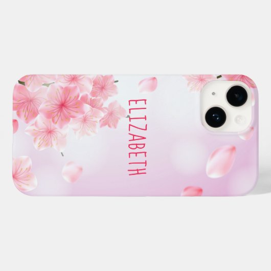 Monogramm Name Pink Floral Feminine Hübsch Case-Mate iPhone Hülle (Rückseite (Horizontal))