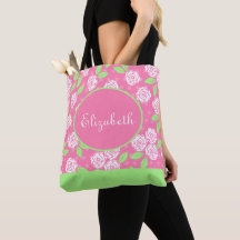 Monogramm-Name Pink Grün Shabby Chic Floral