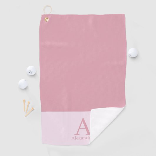 Monogramm Name Pink Moderne Minimal Golfhandtuch (Insitu)