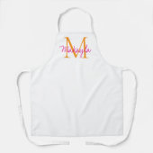 Monogramm Name Pink Schrift Schürze (Vorderseite)