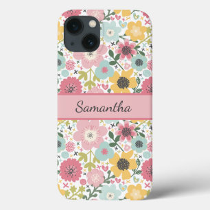 Monogramm Name Pink Yellow Blue Case-Mate iPhone Hülle