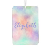 Monogramm Name Rainbow Wasserfarbe Pastell Autolufterfrischer (Rückseite)
