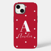 Monogramm Name Red Polka Dots Muster Case-Mate iPhone Hülle (Rückseite)