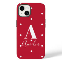 Monogramm Name Red Polka Dots Muster