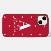 Monogramm Name Red Polka Dots Muster Case-Mate iPhone Hülle (Rückseite (Horizontal))