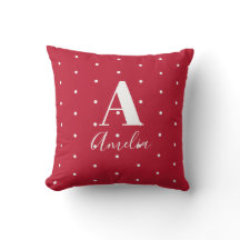 Monogramm Name Red Polka Dots Muster