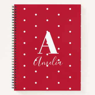 Monogramm Name Red Polka Dots Muster Notizblock